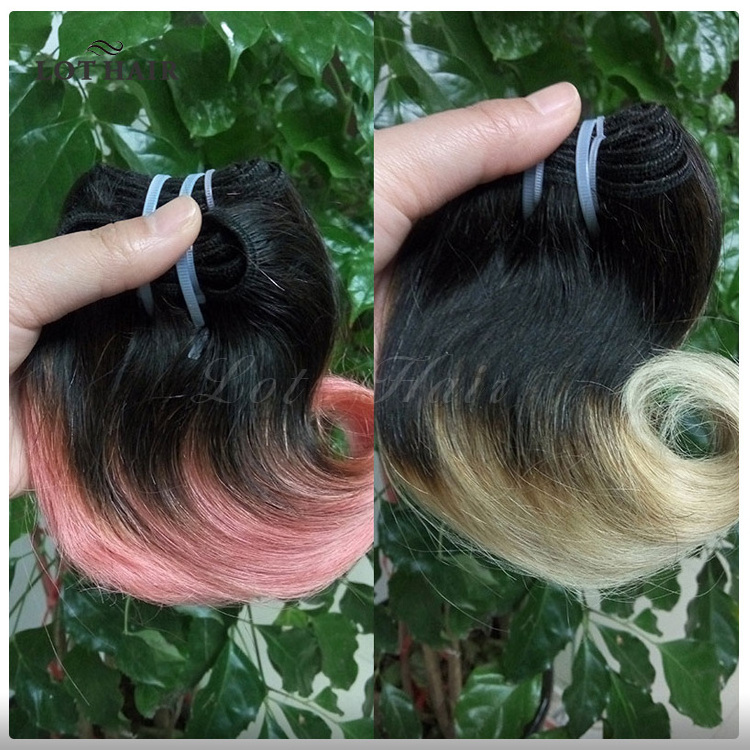 Short Bob Hair Weave Body Wave Brazilian Hair 4pcs Ombre Hair Extensions