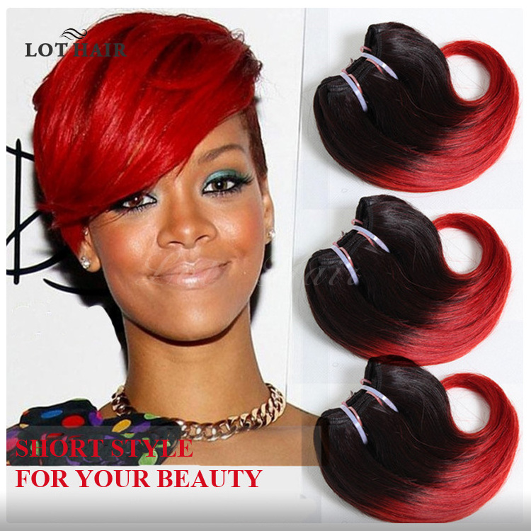 Short Bob Hair Weave Body Wave Brazilian Hair 4pcs Ombre Hair Extensions