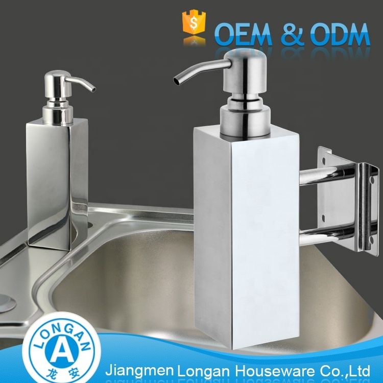 Customized Kitchen Sink Square Round Stainless Steel Liquid Wall Mounted Soap Dispenser Shampoo For Hand Wash Wall Dispenser