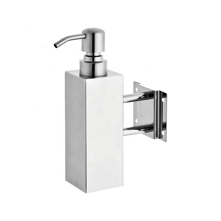 Customized Kitchen Sink Square Round Stainless Steel Liquid Wall Mounted Soap Dispenser Shampoo For Hand Wash Wall Dispenser