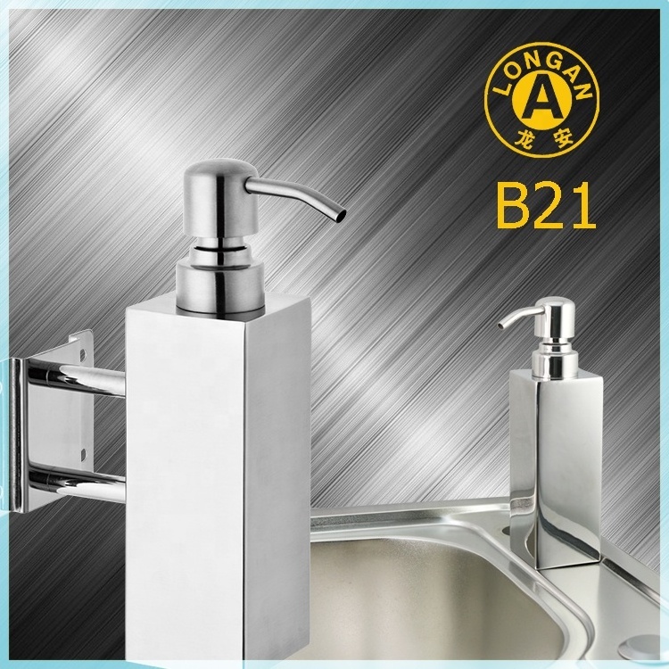 Customized Kitchen Sink Square Round Stainless Steel Liquid Wall Mounted Soap Dispenser Shampoo For Hand Wash Wall Dispenser