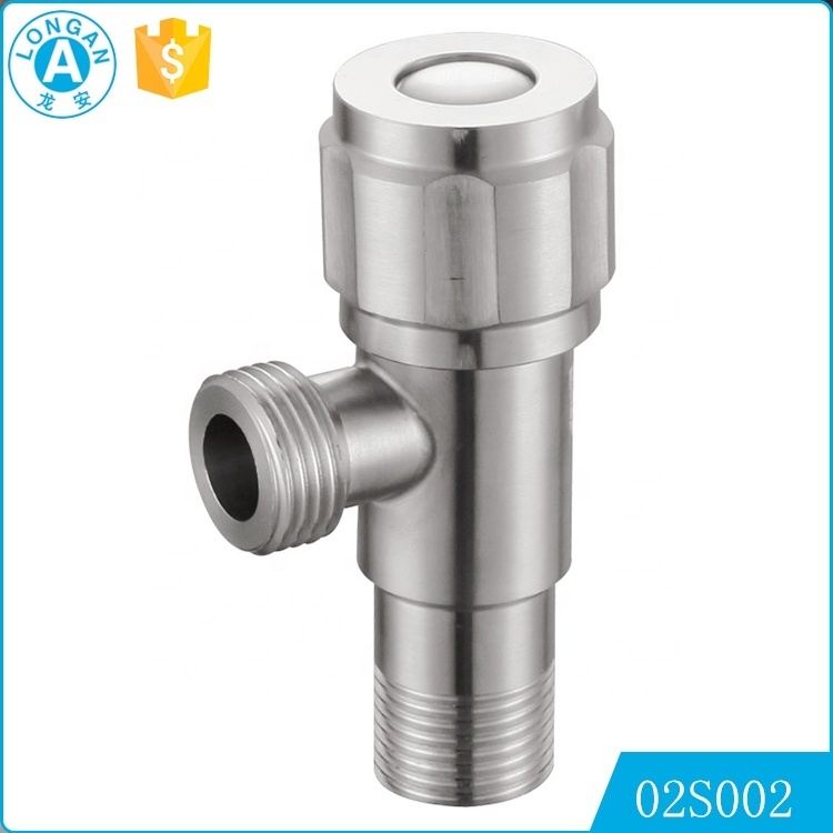 Brushed 304 Stainless Steel Quarter turn stop round angle valve