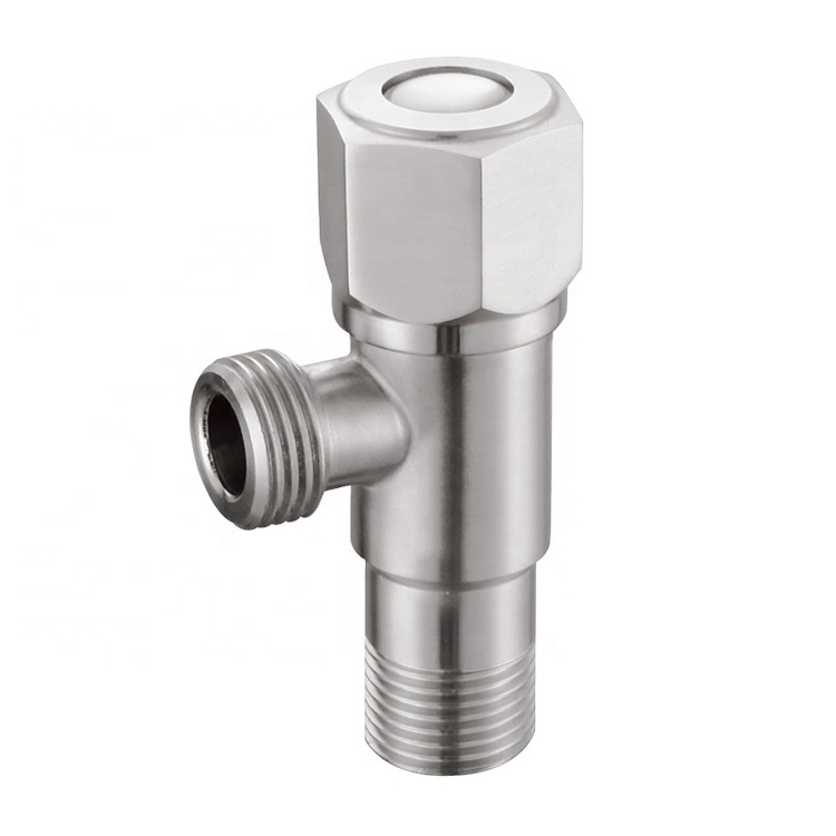 Brushed 304 Stainless Steel Quarter turn stop round angle valve