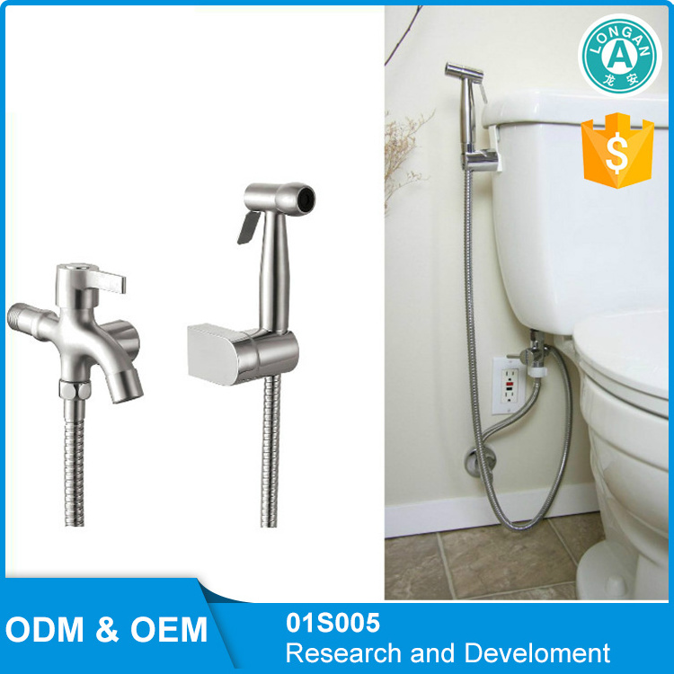 Toilet flexible bidet spray faucet and hose