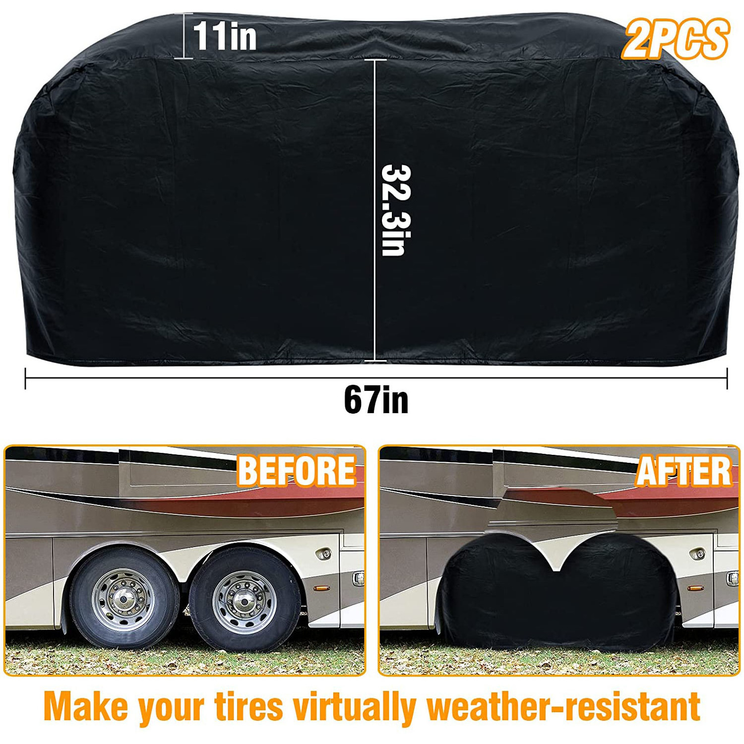 280gsm  Vinyl Cotton High Quality  Double Dual Axle Trailer Camper RV Tire Covers Car Tire Cover