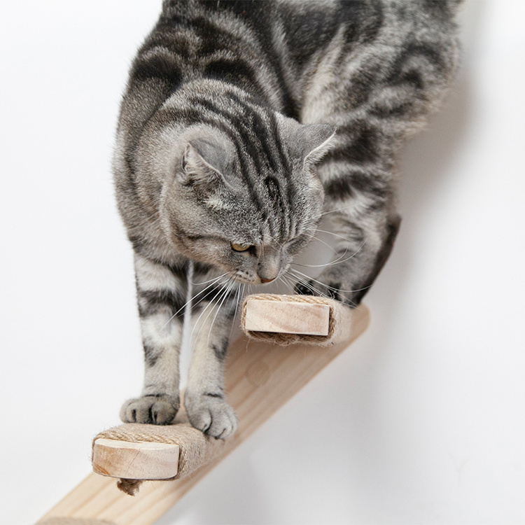 Cat Wall Steps Furniture Wooden Cat Hammock Wall Mounted Cat Shelf