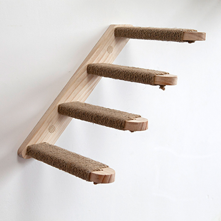 Cat Wall Steps Furniture Wooden Cat Hammock Wall Mounted Cat Shelf