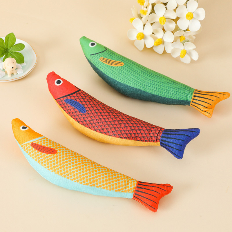 Manufacture Health Safe Material Plush Catnip Fish Toy for Cat Interactive Cat Toys