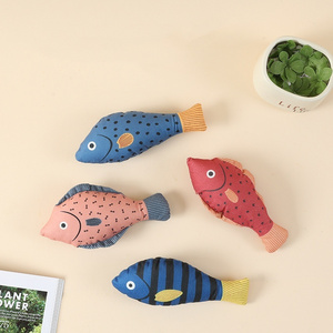 Manufacture Health Safe Material Plush Catnip Fish Toy for Cat Interactive Cat Toys