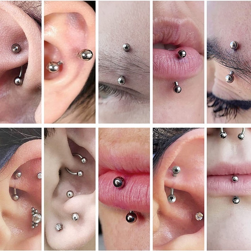 G23 Titanium Internally Threaded Eyebrow Rings Rook Daith Tragus Curved Barbell Titanium Piercing Jewellery