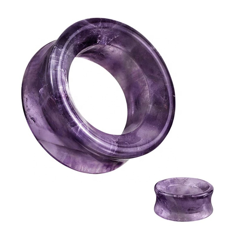 Natural Amethyst Stone Ear Lobe Stretcher Flesh Tunnels Ear Tunnels Classic Piercing