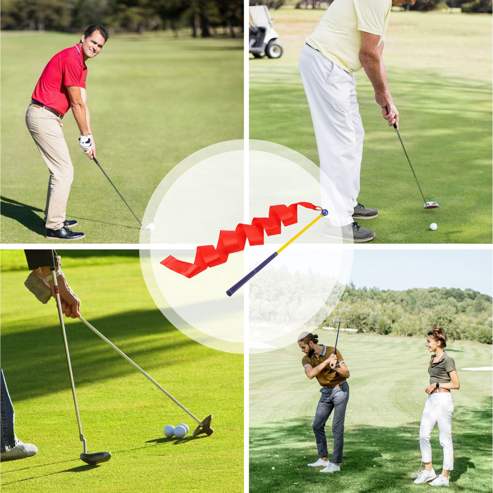 Golf Trainer Aid Practitioner Ribbon Swing Stick Sound Practice to Improve Swing Speed