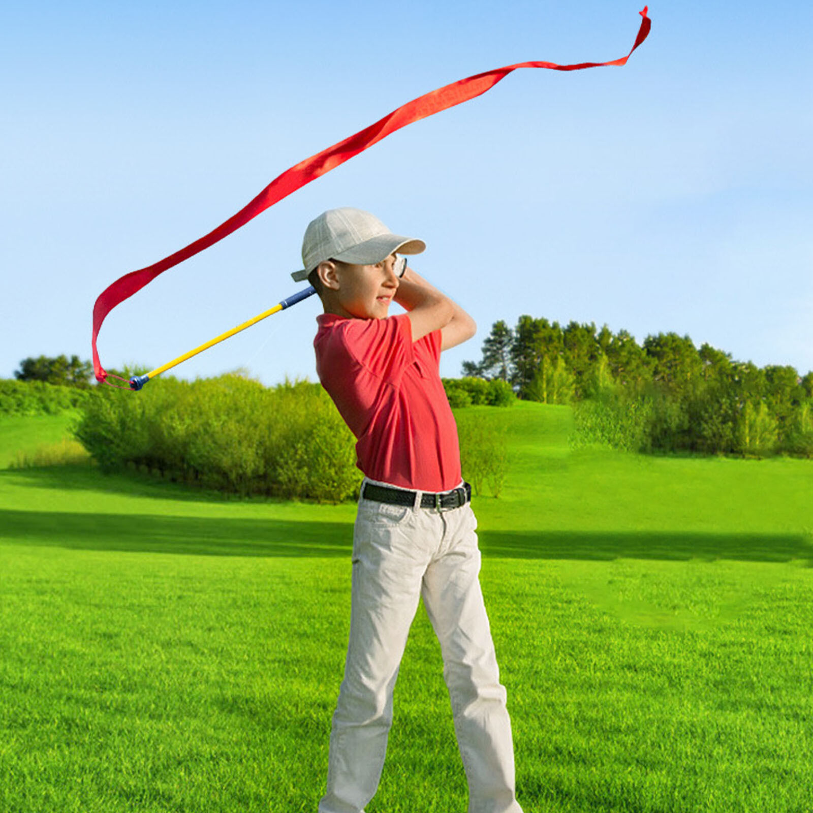 Golf Trainer Aid Practitioner Ribbon Swing Stick Sound Practice to Improve Swing Speed