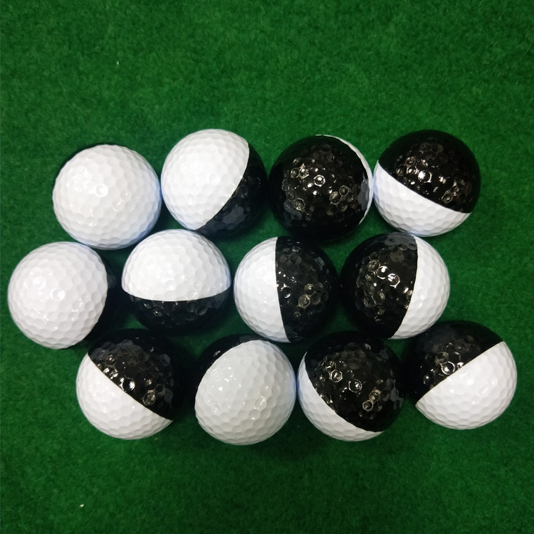 New Style Golf Two Layer Practice Ball Manufacturers Supply Surlyn Golf Ball  Customized Logo Two Colors Black and White