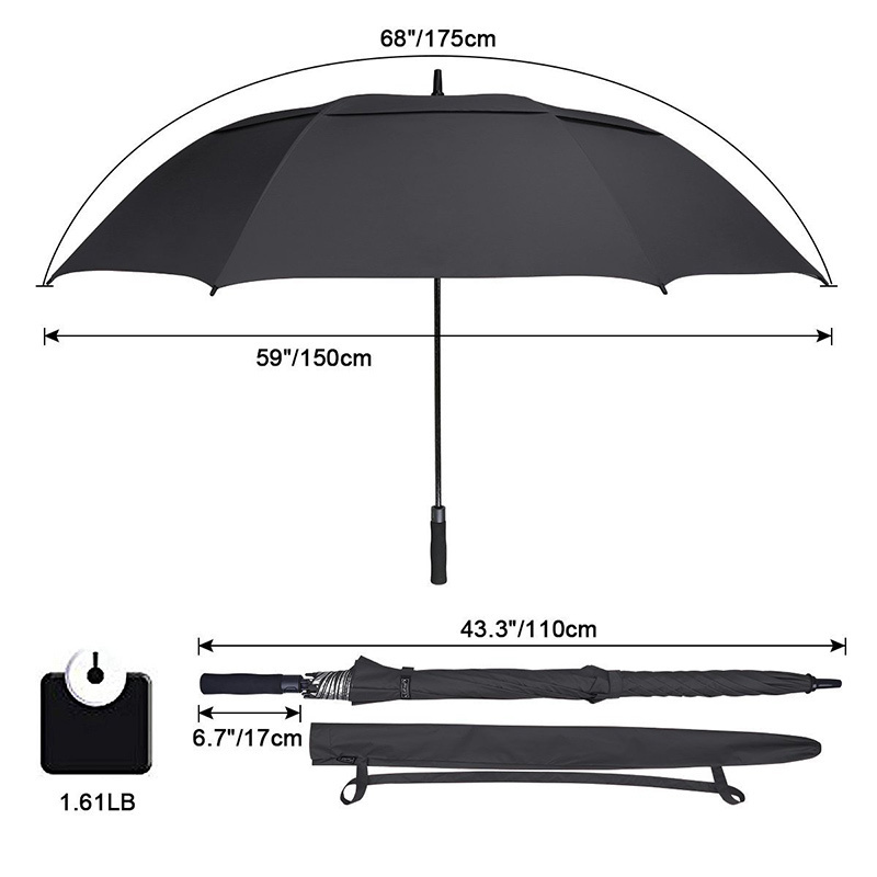 Custom Golf Umbrella with Double Layers Wind Proof