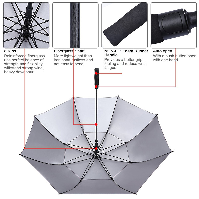 Custom Golf Umbrella with Double Layers Wind Proof