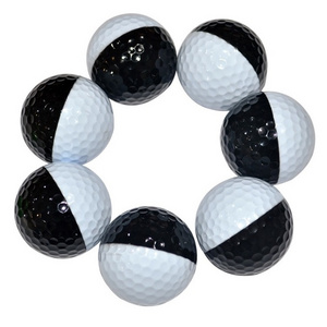 New Style Golf Two Layer Practice Ball Manufacturers Supply Surlyn Golf Ball  Customized Logo Two Colors Black and White