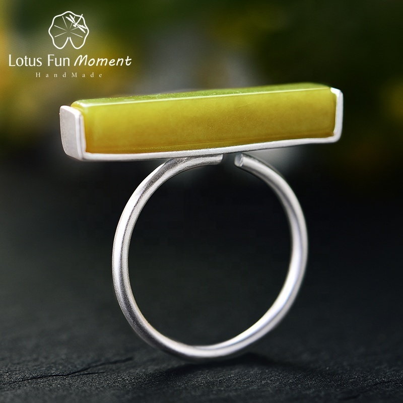 china wholesale hand made natural green stone 925 sterling silver rings for women fine jewelry