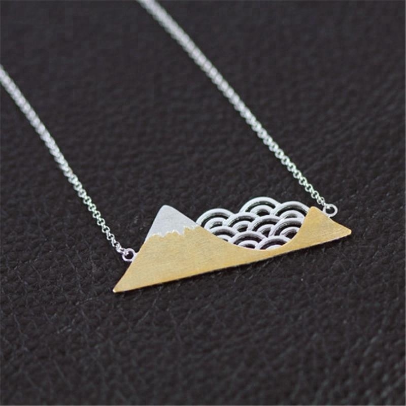 Girl Poetic Cloud Mountain silver pendent necklace