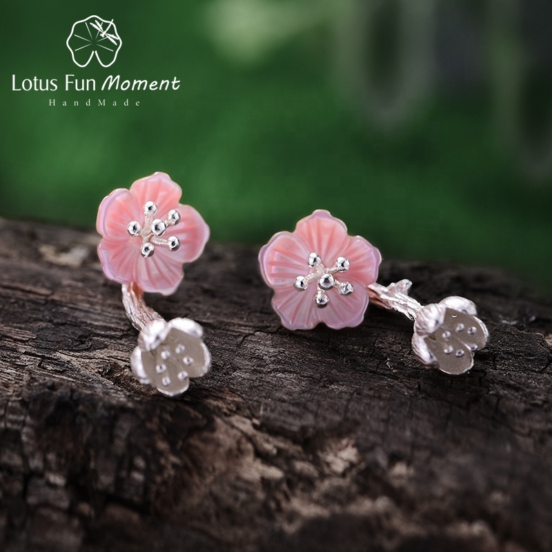 handmade Creative Begonia Flower 925 silver silver  stud  drop earring with 18k gold plating vietnam fine jewelry for women  l