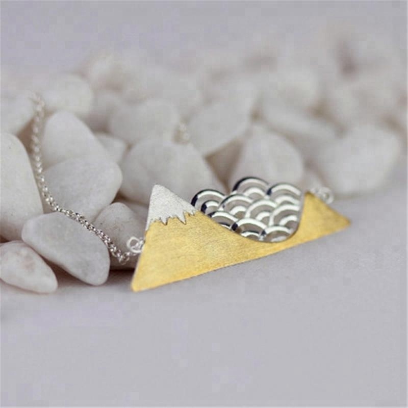 Girl Poetic Cloud Mountain silver pendent necklace