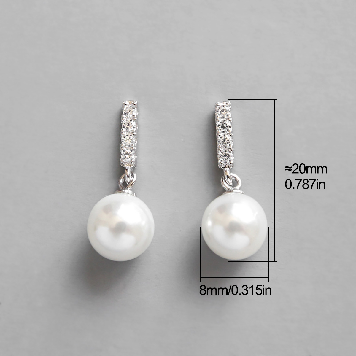 Luxury Natural Round Pearl 8A Zircon 925 Sterling Silver Dangle Earrings For Wedding Engagement Women Jewelry