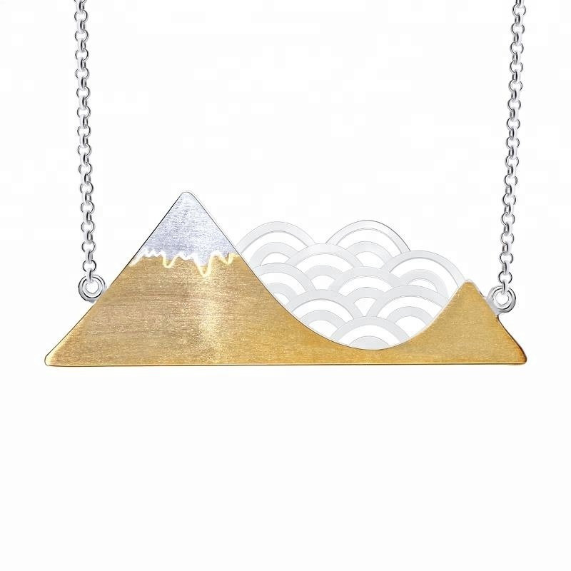 Girl Poetic Cloud Mountain silver pendent necklace