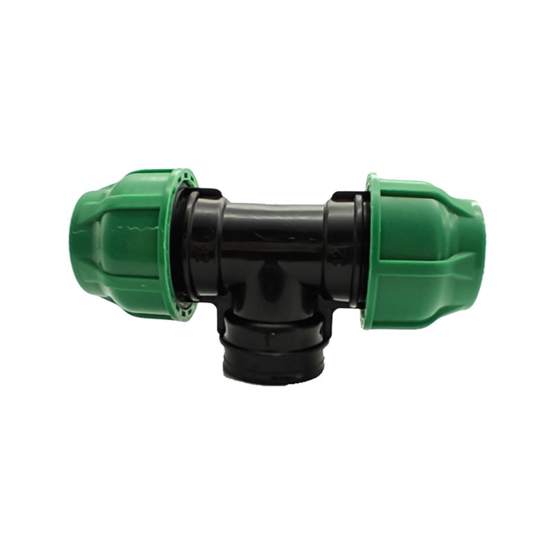 High quality female tee pp pipe fittings 3 way plastic farm irrigation connector compression hdpe 20 25 32mm