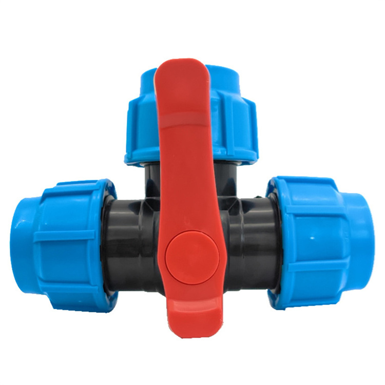 Lotush High Quality Plastic Three Way ball valve garden hose quick connector industrial PP Compression Ball Valve