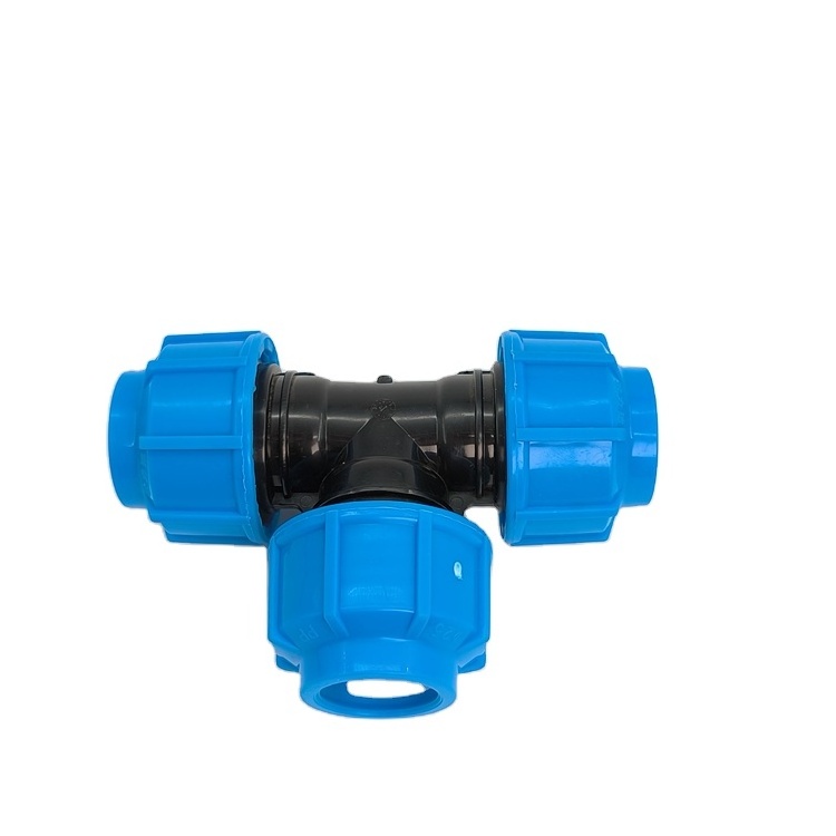 PP HDPE water pipe quick fitting straight PP compression pipe  Garden irrigation pipe fittings 3 way equal tee