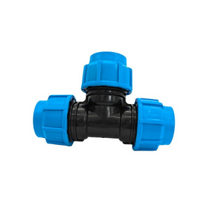 PP HDPE water pipe quick fitting straight PP compression pipe  Garden irrigation pipe fittings 3 way equal tee