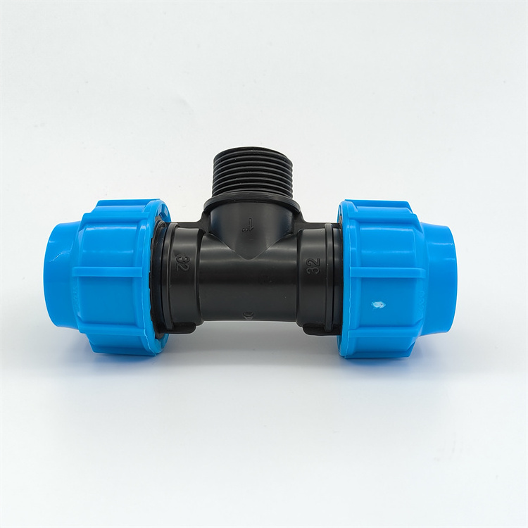 HDPE PP fittings Factory wholesale prices are lower male thread 3 way tee for water pipe use in garden