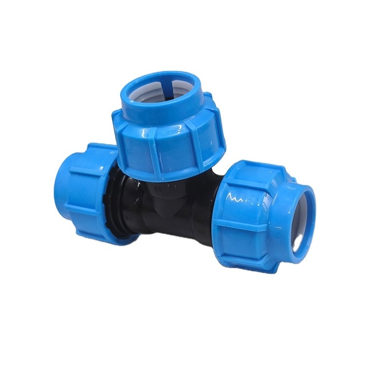 PP HDPE water pipe quick fitting straight PP compression pipe  Garden irrigation pipe fittings 3 way equal tee