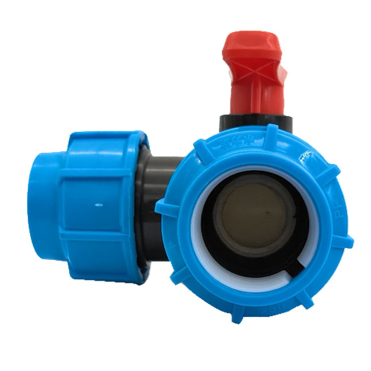 Lotush High Quality Plastic Three Way ball valve garden hose quick connector industrial PP Compression Ball Valve