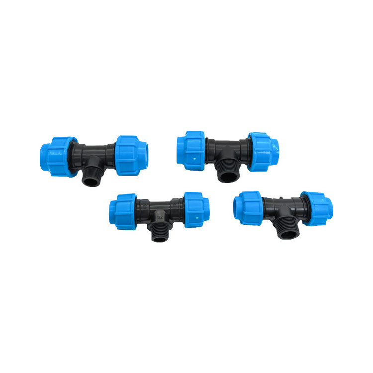 HDPE PP fittings Factory wholesale prices are lower male thread 3 way tee for water pipe use in garden