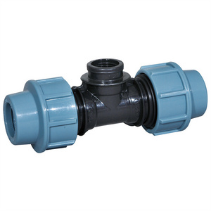 Lotush 20*3/4"*20mm blue female thread Tee female-T Connector 3 way three-way PP PE pipe fittings