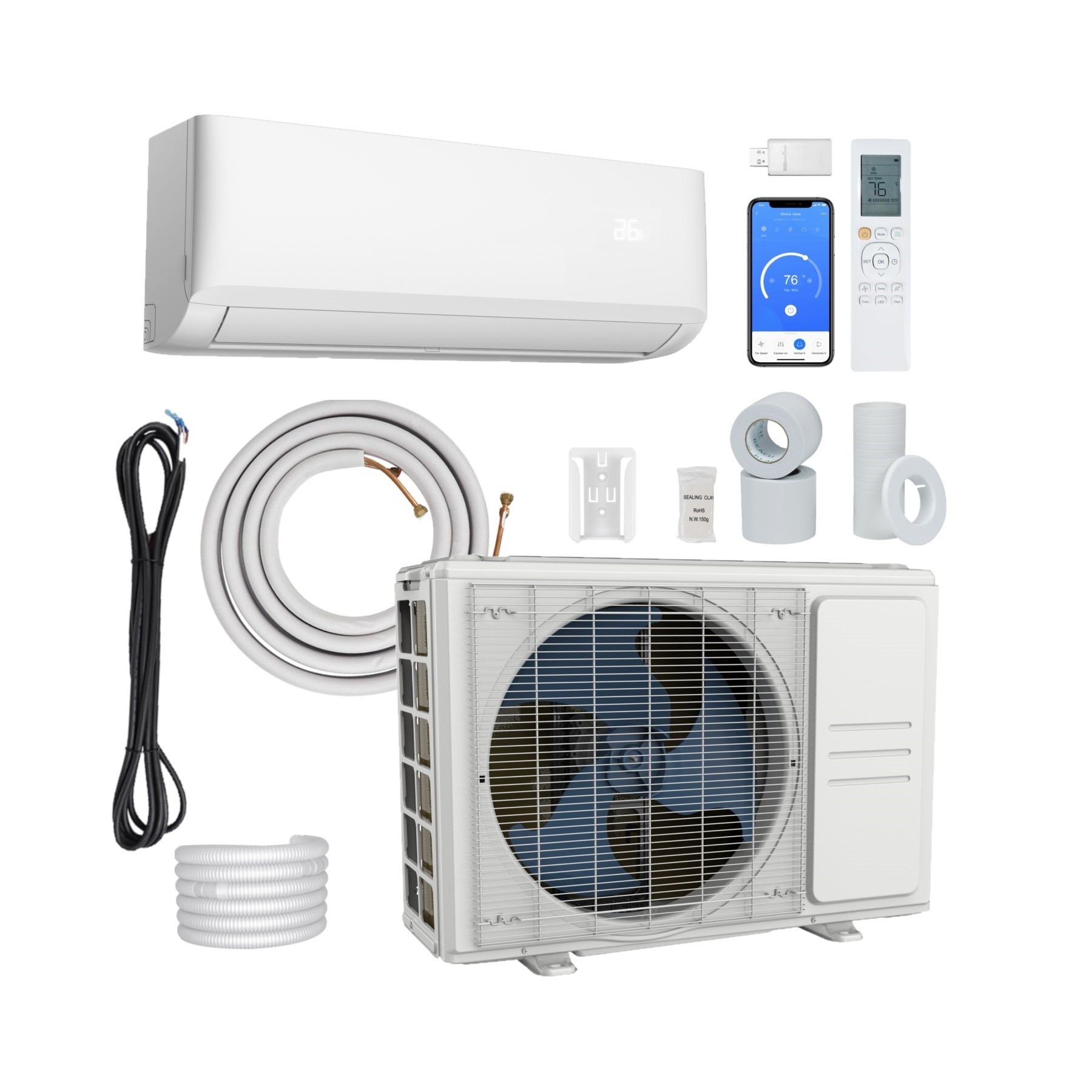 USA Market DC Inverter Heat Pump Air Conditioning Wall Mounted Ductless Mini Split Air Conditioner System With WIFI Control