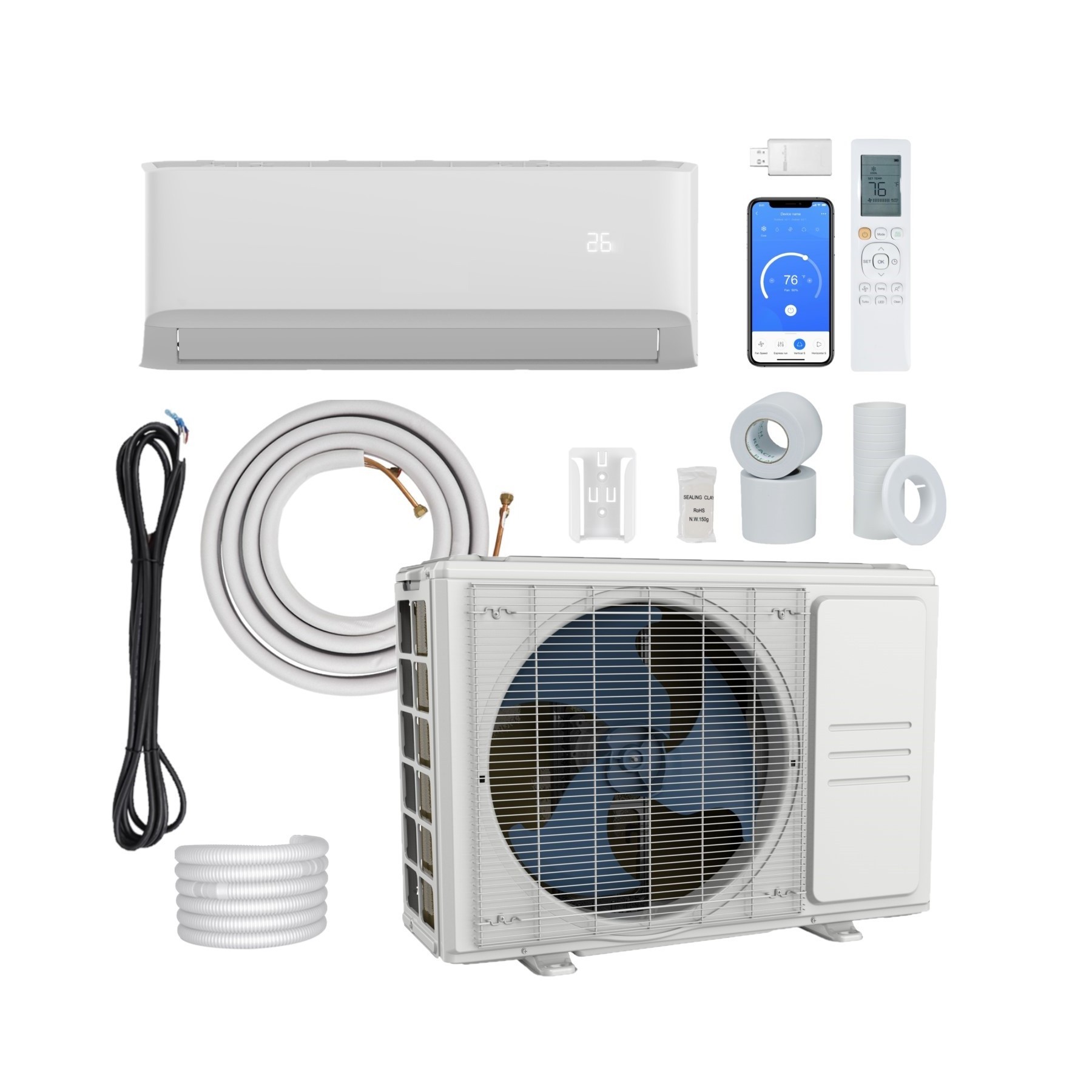 USA Market DC Inverter Heat Pump Air Conditioning Wall Mounted Ductless Mini Split Air Conditioner System With WIFI Control