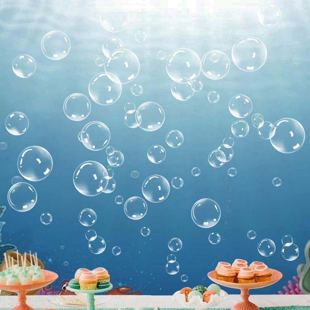 81PCS Bubble Decorations for Party Wall Decal Sticker Under the Sea Bubble Cutout Kid's Birthday Party Decoration Ocean