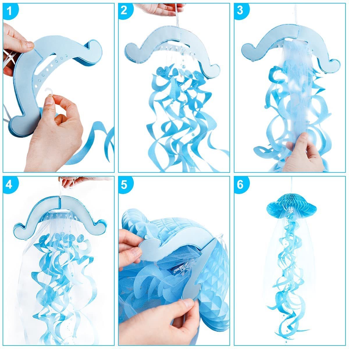 Blue Jellyfish Bubble Garland White Transparent Bubble Streamers For Ocean Theme Party Decoration Holiday Home Party Baby Shower