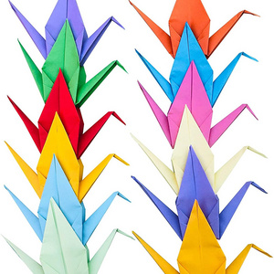 Folded Rainbow Origami Cranes Premade Paper Cranes Handmade DIY Bird Garlands for Wedding Party Birthday Baby Shower Streamers