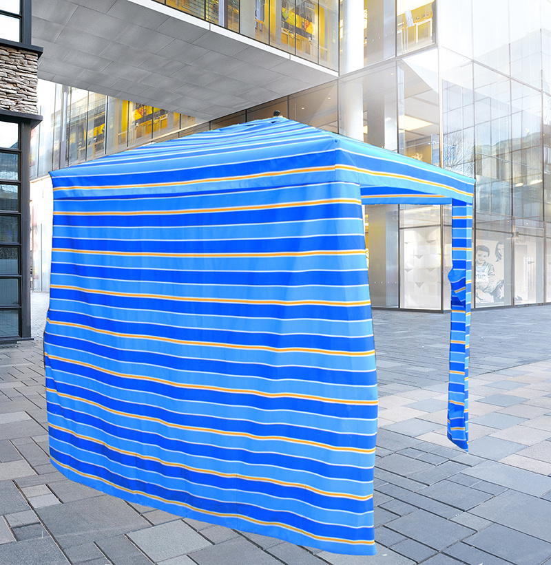 Custom Stripe Printing Portable Square Sun Shelter Beach Cabana Umbrella With Legs Sands Pockets