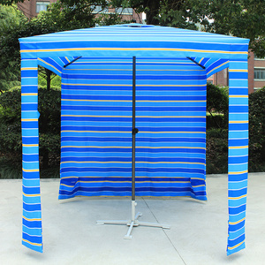 Custom Stripe Printing Portable Square Sun Shelter Beach Cabana Umbrella With Legs Sands Pockets