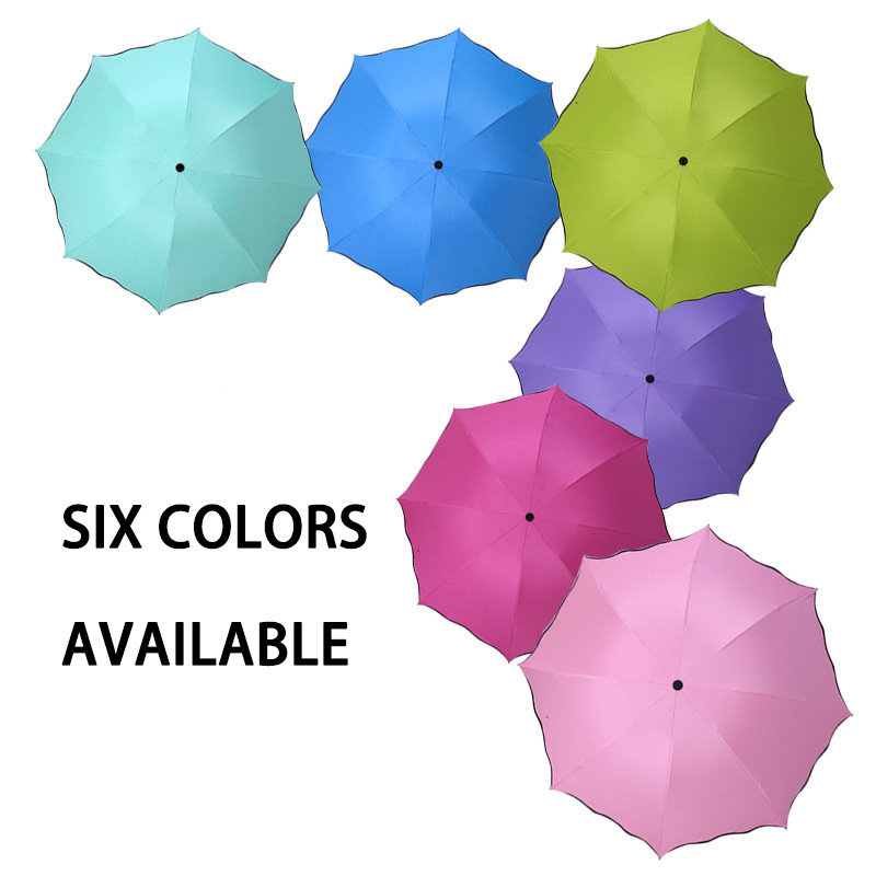 Ladies sunshine umbrella blossoms in water changes color parasol umbrella triple fold black rubber sunscreen UV woman umbrellas