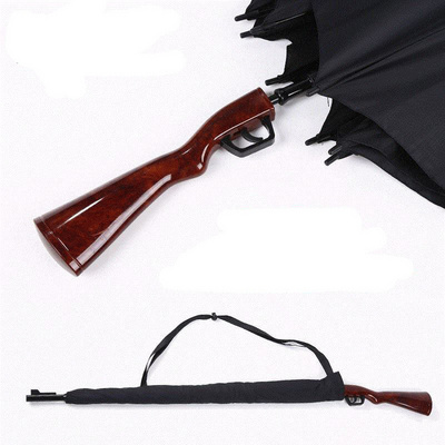 Long handle straight umbrella creative rifle shape sunny and rainy umbrella custom large advertising umbrella