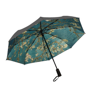 Umbrellas 23inch Uv Van Gogh Oil Painting Pattern Auto Open And Close Folding Umbrella