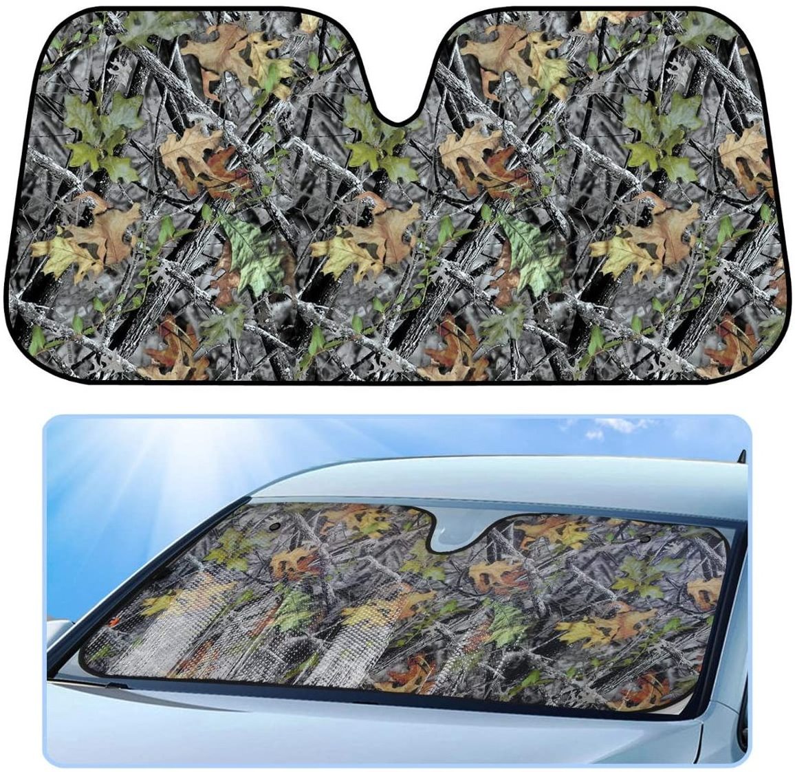 SUV Truck Forest Camouflage Double Bubble Foil Jumbo Folding Car Sunshade Camo Auto Windshield Sun Shade for Car