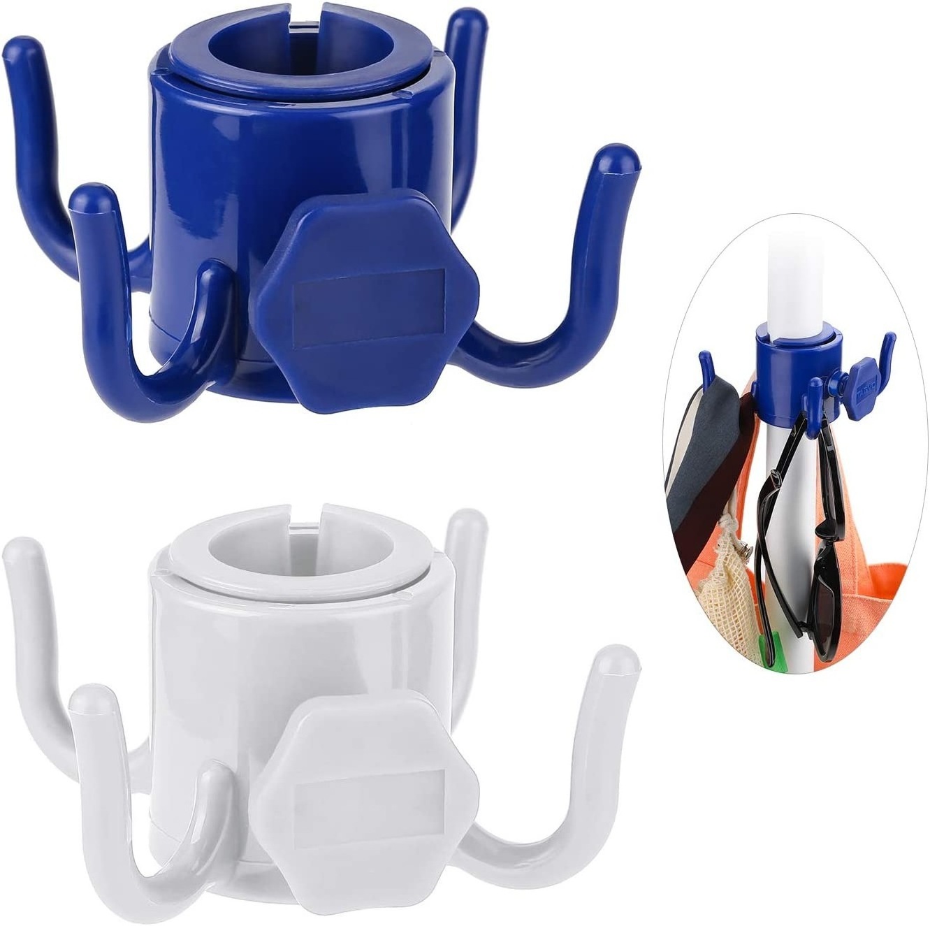 Wholesale Four Prongs PP Plastic Beach Umbrella Hooks for Hanging Towels Bags Bottles Sunglasses