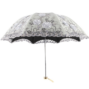 Chic Floral ANTI-UV Foldable Umbrellas Sun Compact Women Female Ladies Lady Windproof Rain Lovely Flower 8K Parasols Umbrella