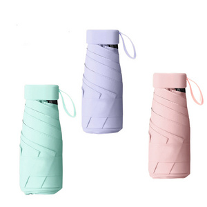 Portable Folded Ultralow-light Five Folding Umbrella Sunblock Lovely Paraguas Anti-UV Mini Pocket Travel Umbrella